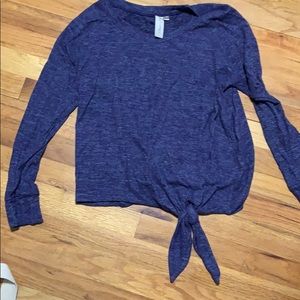 Allison joy front tie heather blue sweater